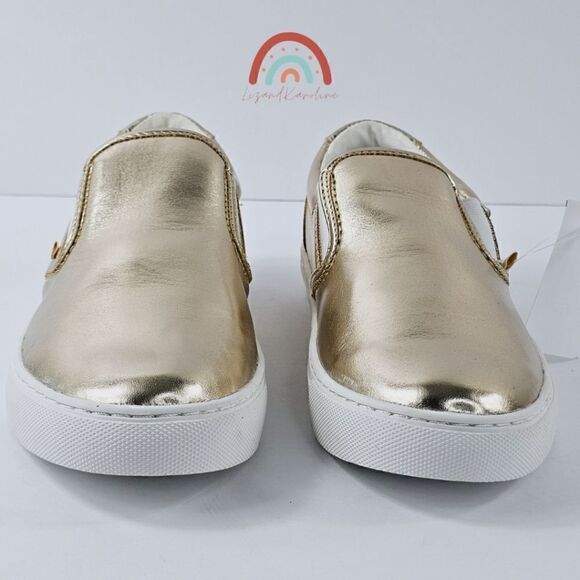 New! J. Crew Faux Leather Metallic Slip On Sneakers - Picture 10 of 16